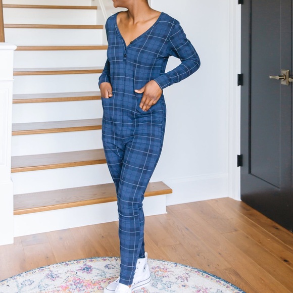 Smash + Tess Blue Tartan Romper - Picture 1 of 5